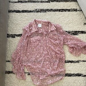 Misa Los Angeles size M pink button down floral blouse